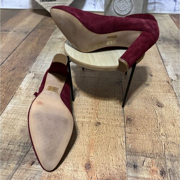 Madewell Sz 5 Cara Red Suede Block Heel Adjustable Stretch Buckle Ankle Strap - Picture 8 of 10